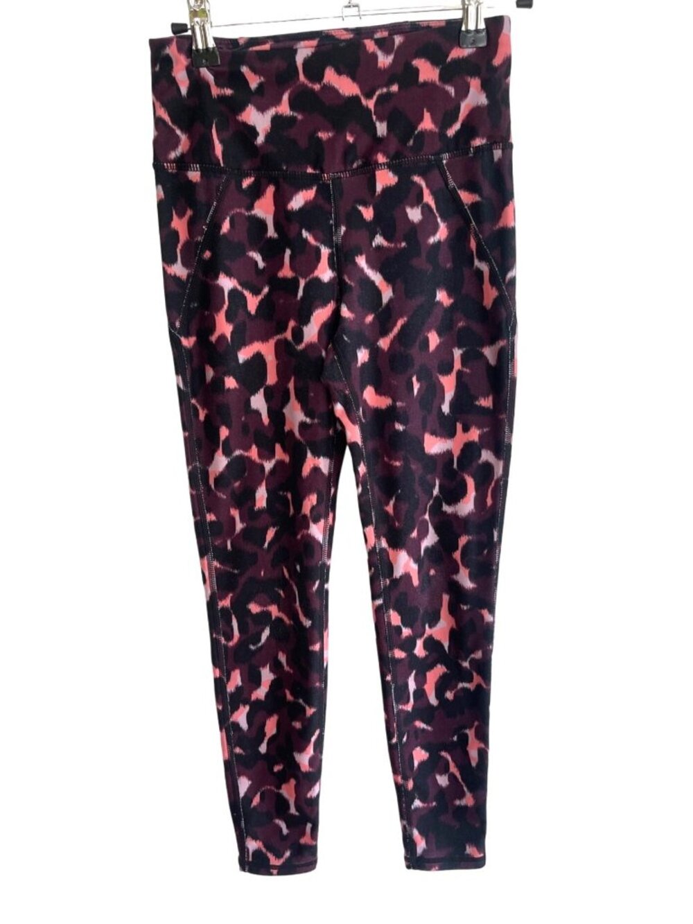 Betsey Johnson Performance Leopard Leggings Size XS Pink Black High Waist Active